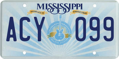 MS license plate ACY099
