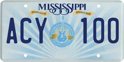 MS license plate ACY100