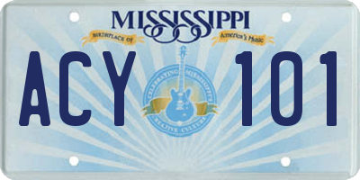 MS license plate ACY101