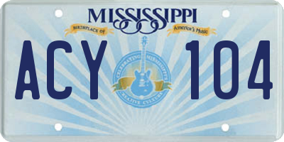 MS license plate ACY104