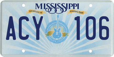 MS license plate ACY106