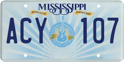 MS license plate ACY107