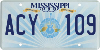 MS license plate ACY109