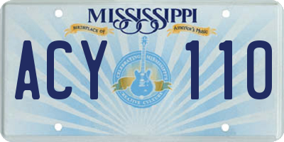 MS license plate ACY110