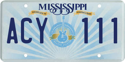 MS license plate ACY111
