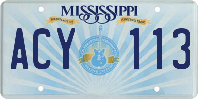 MS license plate ACY113
