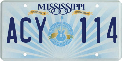 MS license plate ACY114