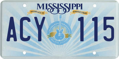 MS license plate ACY115