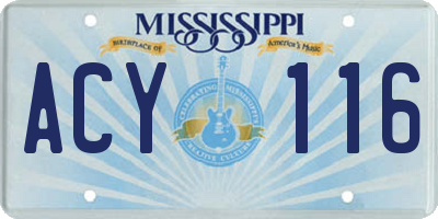 MS license plate ACY116