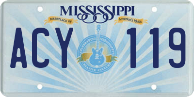 MS license plate ACY119