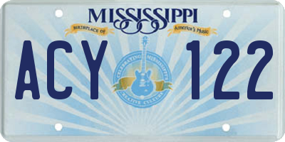 MS license plate ACY122
