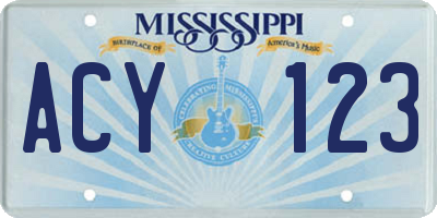 MS license plate ACY123