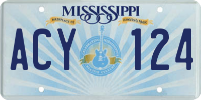 MS license plate ACY124