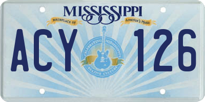 MS license plate ACY126
