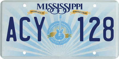 MS license plate ACY128
