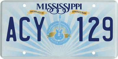 MS license plate ACY129