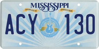 MS license plate ACY130