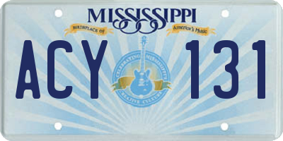 MS license plate ACY131