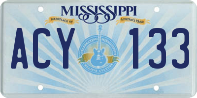 MS license plate ACY133