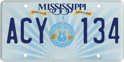 MS license plate ACY134