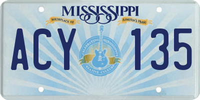 MS license plate ACY135
