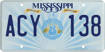 MS license plate ACY138