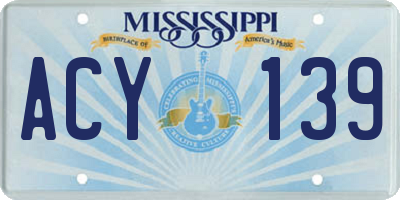 MS license plate ACY139