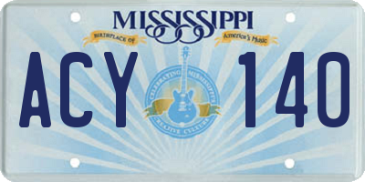 MS license plate ACY140