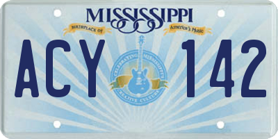 MS license plate ACY142