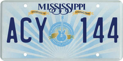 MS license plate ACY144