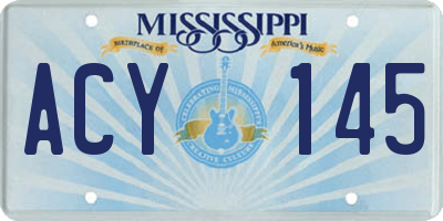 MS license plate ACY145