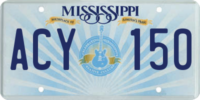 MS license plate ACY150