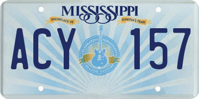 MS license plate ACY157