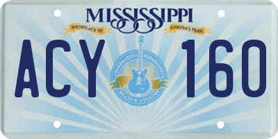 MS license plate ACY160