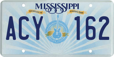 MS license plate ACY162