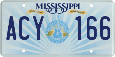 MS license plate ACY166