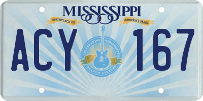 MS license plate ACY167