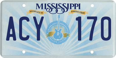 MS license plate ACY170