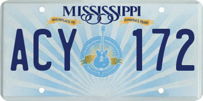 MS license plate ACY172