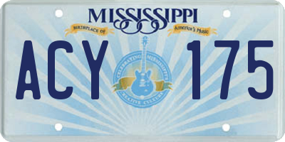 MS license plate ACY175