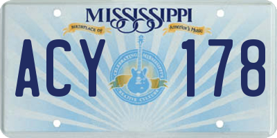 MS license plate ACY178