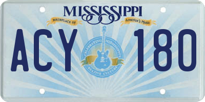 MS license plate ACY180