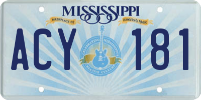 MS license plate ACY181