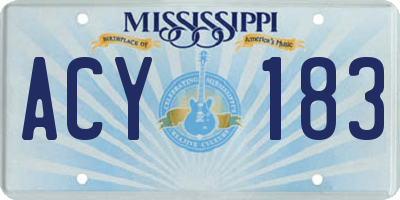 MS license plate ACY183
