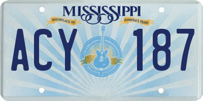 MS license plate ACY187