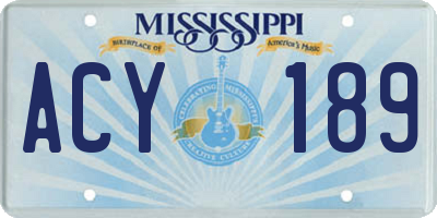 MS license plate ACY189