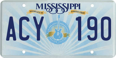 MS license plate ACY190