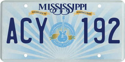 MS license plate ACY192