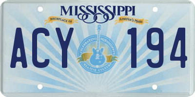 MS license plate ACY194