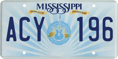 MS license plate ACY196